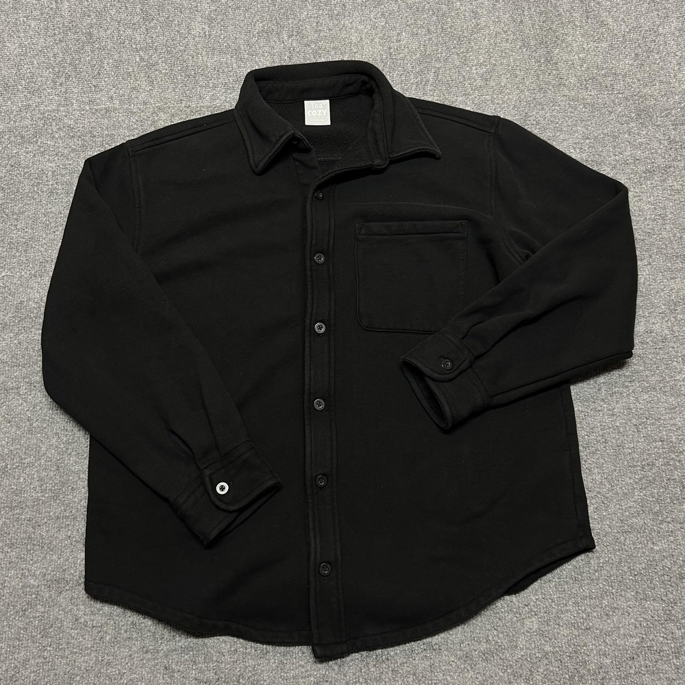 Tna Cozy Fleece Boyfriend Jacket Womens Large Black Button Shirt Shacket